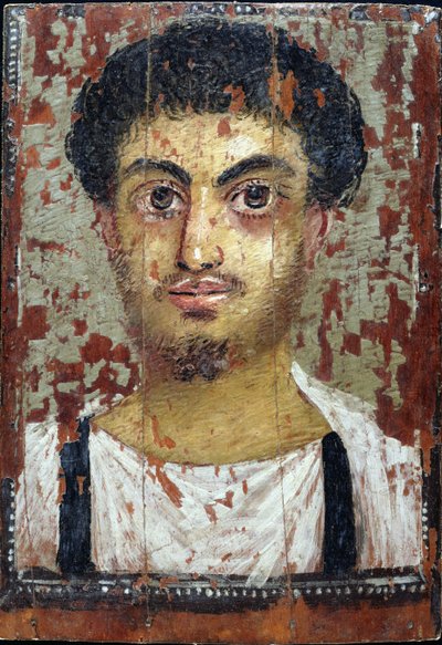 Mummy Portrait of a Young Man by Roman Period Egyptian